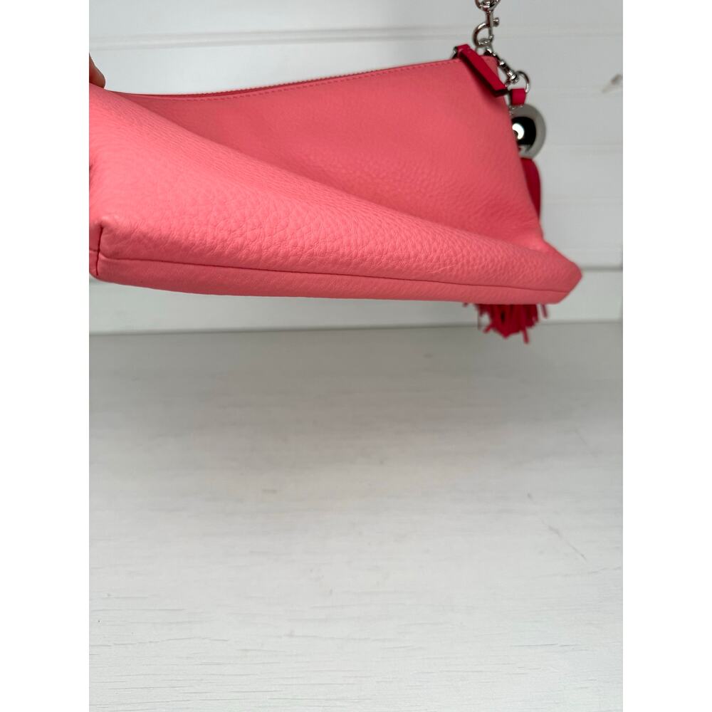 Tory Burch Pebbled Leather Colorblock Crossbody Wallet Purse Pink Orange EUC - Picture 6 of 8